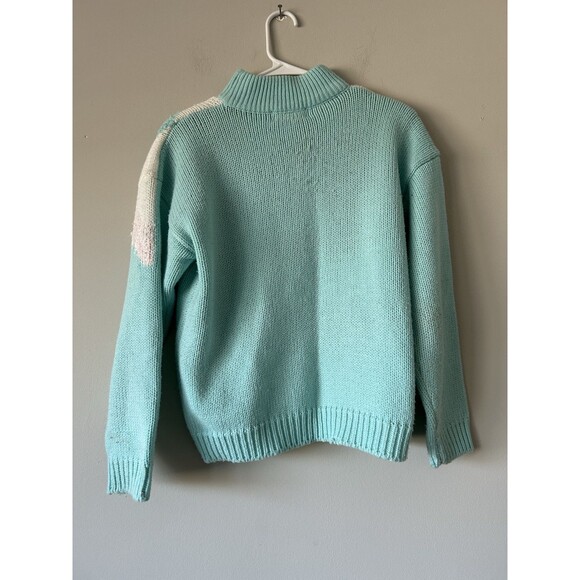 Vintage 80s Retro Aztec Geometric Pastel Unique Turtleneck Sweater Size Large - Picture 2 of 11